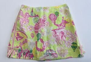 Lilly Pulitzer Derby Days Horses Palm Green Pink Simple Skirt Girls Size 14
